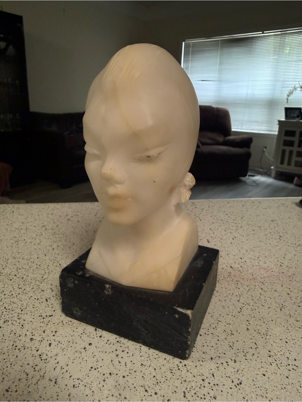 Early 20th Century Italian Marble Bust of Girl Child Italian Art Deco Alabaster